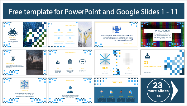 Free downloadable Pixels style PowerPoint templates and Google Slides themes.