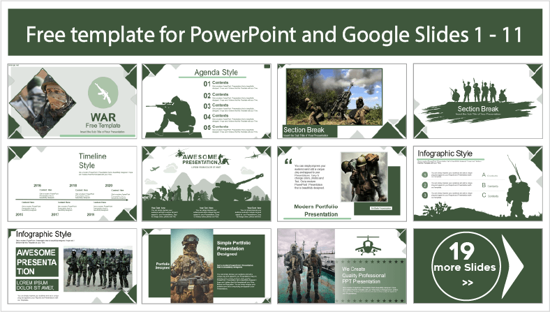 Téléchargez gratuitement des modèles de guerre pour les thèmes PowerPoint et Google Slides.