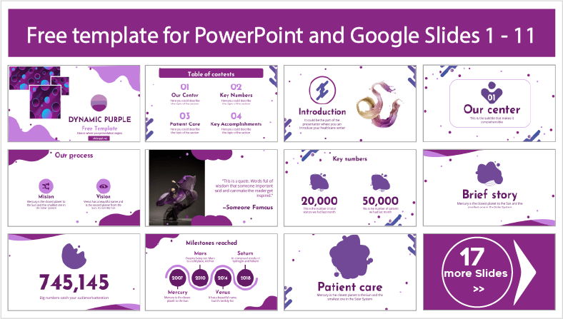Free downloadable dynamic purple PowerPoint templates and Google Slides themes.