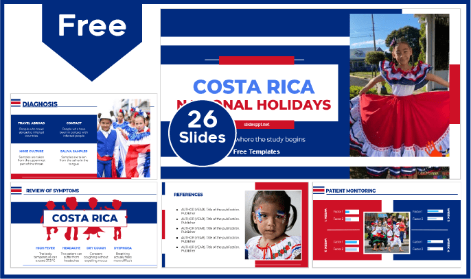 Free Costa Rican National Holidays kids template for PowerPoint and Google Slides.