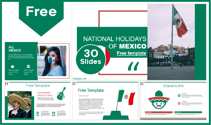 Modelo de feriados nacionais do México moderno grátis para PowerPoint e Google Slides.