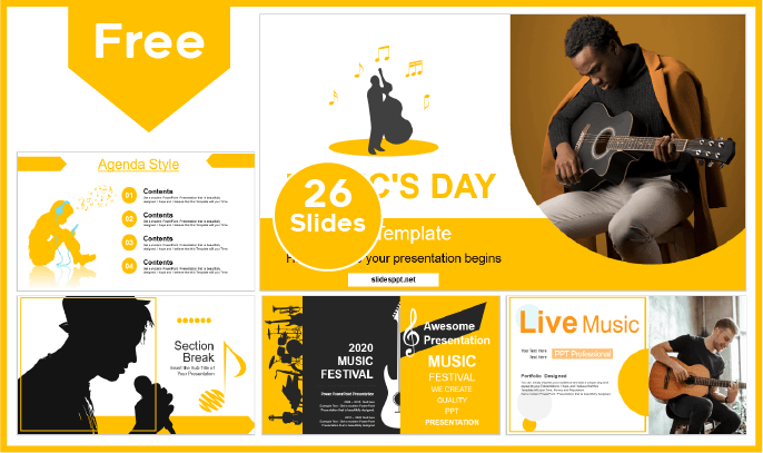 Free Music Day Template for PowerPoint and Google Slides.