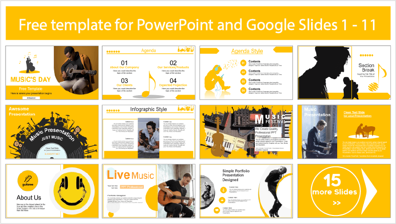 Descargar gratis plantillas del día de la Música para PowerPoint y temas Google Slides.