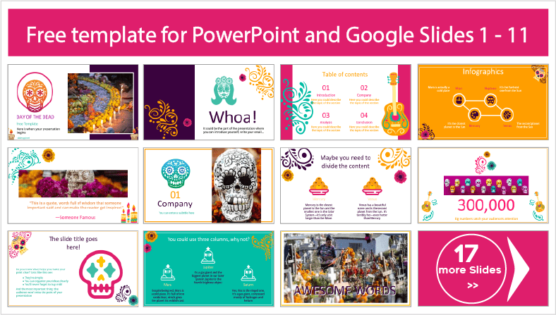 Day of the Dead Templates for free download in PowerPoint and Google Slides themes.