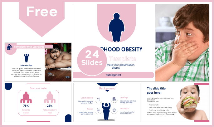 Modèle gratuit d'obésité infantile pour PowerPoint et Google Slides.