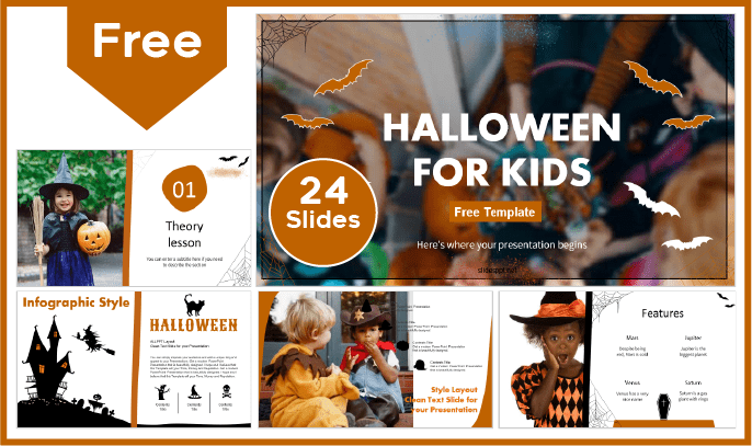 Plantilla de Halloween para Niños gratis para PowerPoint y Google Slides.