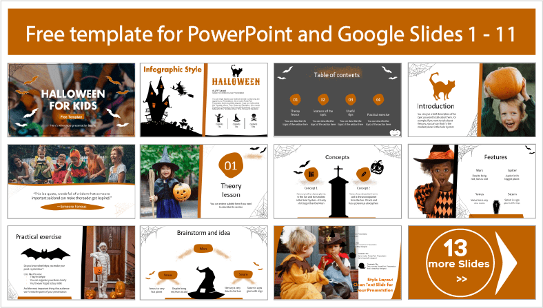Téléchargez des modèles d'Halloween gratuits pour les thèmes PowerPoint et Google Slides pour enfants.