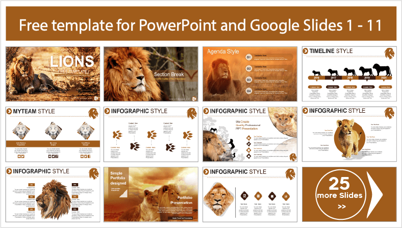 Descarregar gratuitamente os modelos de PowerPoint do Lions e os temas de Google Slides.