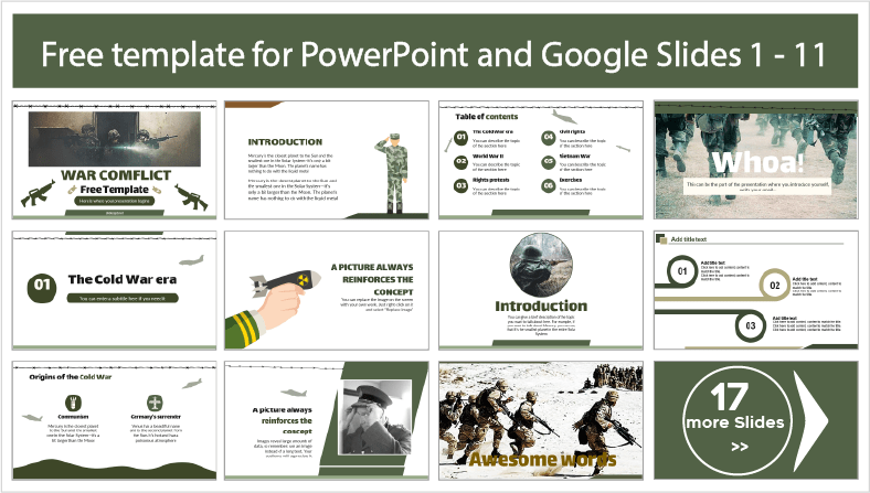 Téléchargez gratuitement les modèles PowerPoint et les thèmes Google Slides de Conflit de guerre.