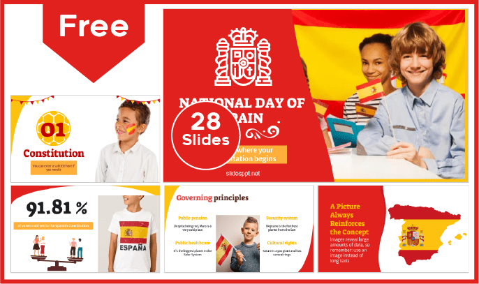 Free Spanish National Holiday Kids Template for PowerPoint and Google Slides.