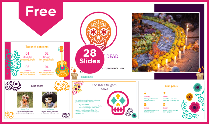 Free Day of the Dead Template for PowerPoint and Google Slides.
