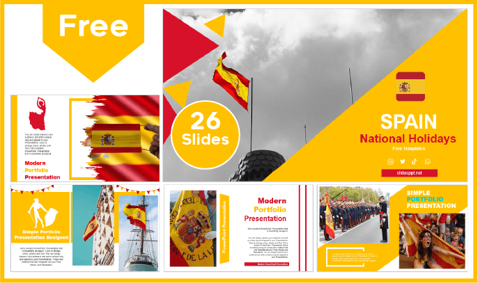 Free Spanish National Holiday Template for PowerPoint and Google Slides.