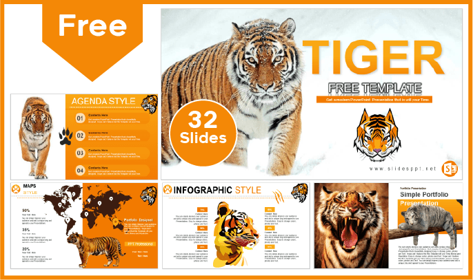 Kostenlose Tiger-Vorlage für PowerPoint und Google Slides.