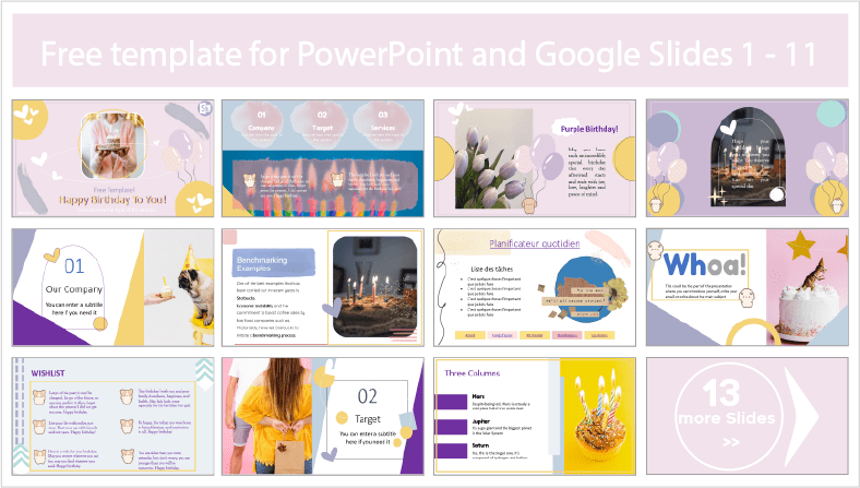 Faça o download gratuito dos modelos de PowerPoint de Aniversário Estético e dos temas do Google Slides.