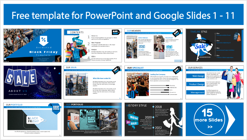 Descargar gratis plantillas animadas de Black Friday para PowerPoint y temas Google Slides.