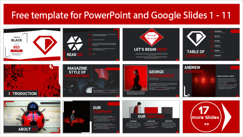 Descargar gratis plantillas animadas Rojo con Negro para PowerPoint y temas Google Slides.