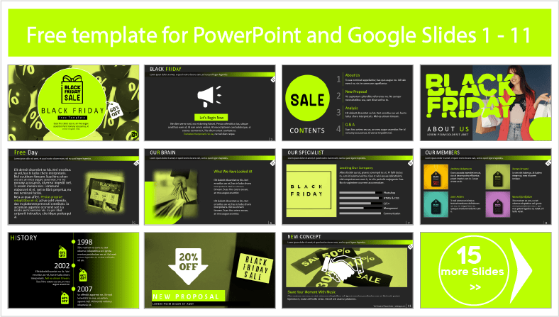 Descargar gratis plantillas para Campañas de Black Friday para PowerPoint y temas Google Slides.
