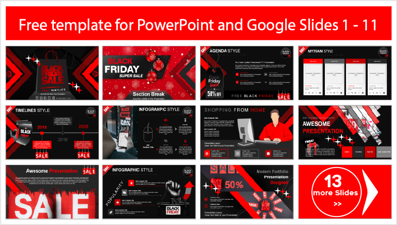 Descargar gratis plantillas de Black Friday para PowerPoint y temas Google Slides.