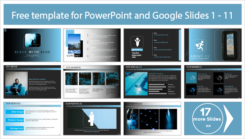 Blue with Black animated templates for free download in PowerPoint and Google Slides themes.