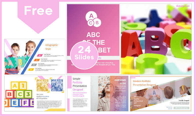 Modèle gratuit de l'ABC de l'Alphabet pour PowerPoint et Google Slides.
