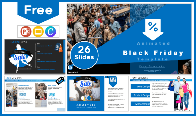Free Black Friday animated template for PowerPoint and Google Slides.