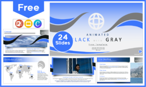 Free Gray with Blue animated template for PowerPoint and Google Slides.