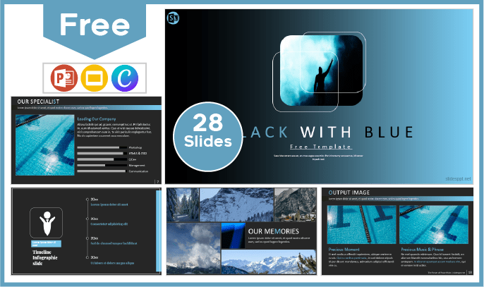 Free Blue with Black animated template for PowerPoint and Google Slides.