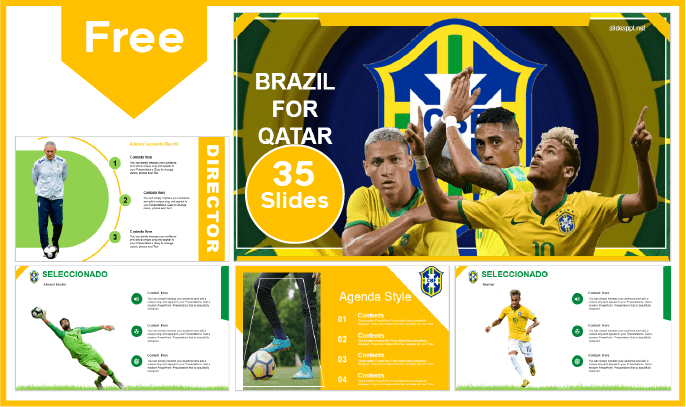 Free Qatar 2022 Brazil Template in PowerPoint and Google Slides.
