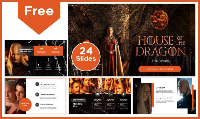 Modèle gratuit de Maison du dragon pour PowerPoint et Google Slides.
