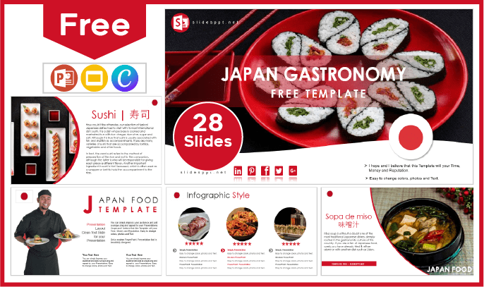 Plantilla de Gastronomía de Japón gratis para PowerPoint y Google Slides.