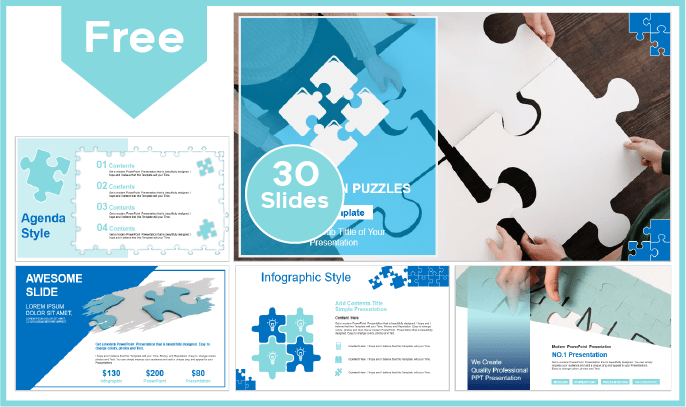 Free Puzzle Inspired Template for PowerPoint and Google Slides.