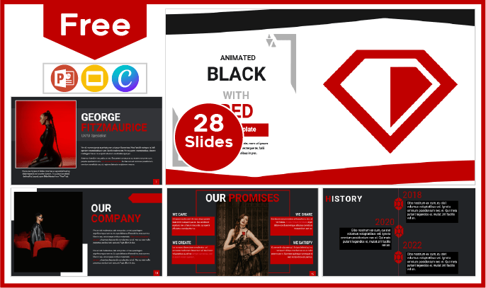 Free Black with Red animated template for PowerPoint and Google Slides.