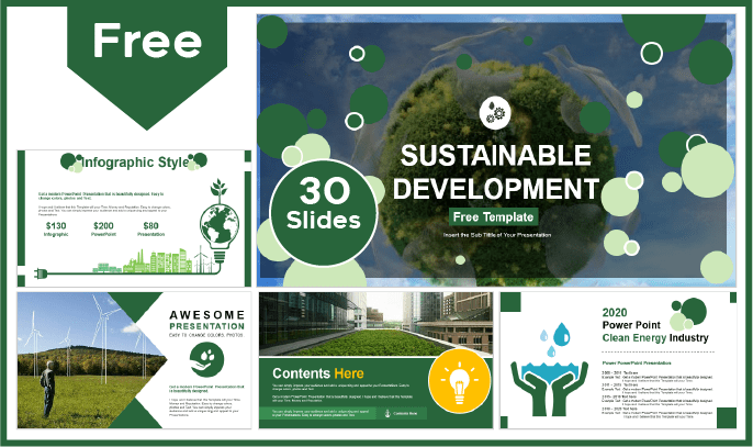 Modelo de desenvolvimento sustentável gratuito para PowerPoint e Google Slides.