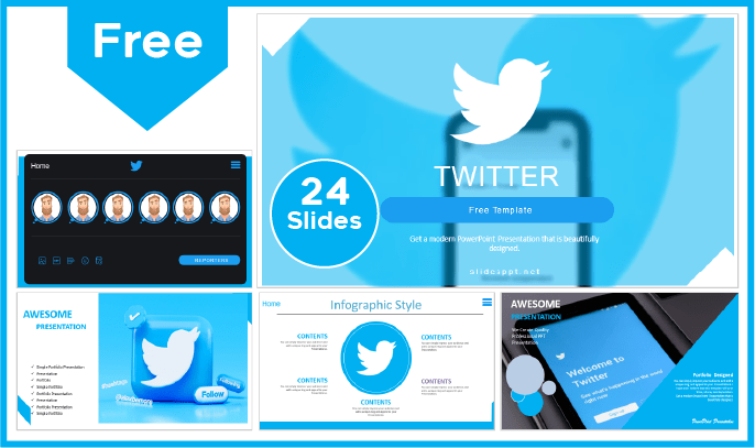 Modèle gratuit de Twitter pour PowerPoint et Google Slides.