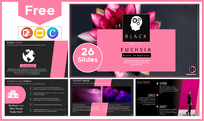 Free Black with Fuchsia animated template for PowerPoint and Google Slides.
