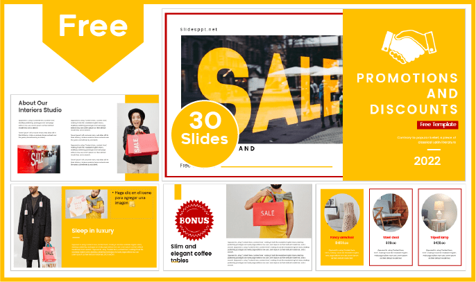 Free Promotions and Discounts Template for PowerPoint and Google Slides.