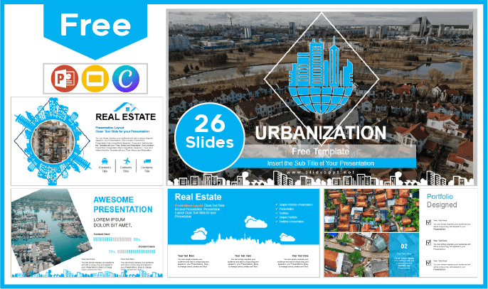 Modèle gratuit d'urbanisation pour PowerPoint et Google Slides.