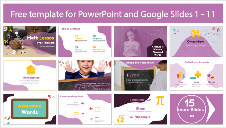 Laden Sie kostenlose Vorlagen für Matheunterricht für Kinder in PowerPoint und Google Slides herunter.