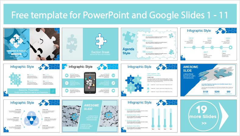 Puzzle Inspired Templates for free download in PowerPoint and Google Slides themes.