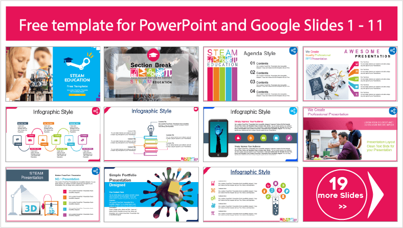 Faça o download gratuito dos modelos de educação a vapor para os temas PowerPoint e Google Slides.