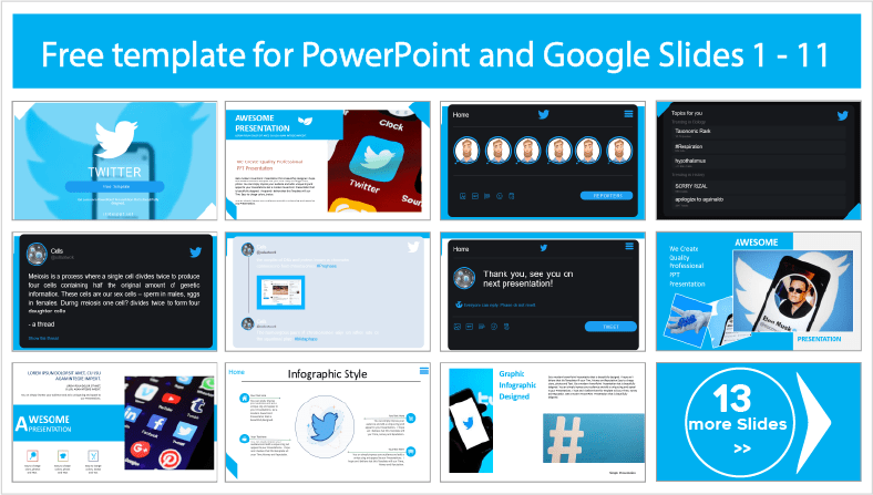Téléchargez des modèles Twitter gratuits pour les thèmes PowerPoint et Google Slides.