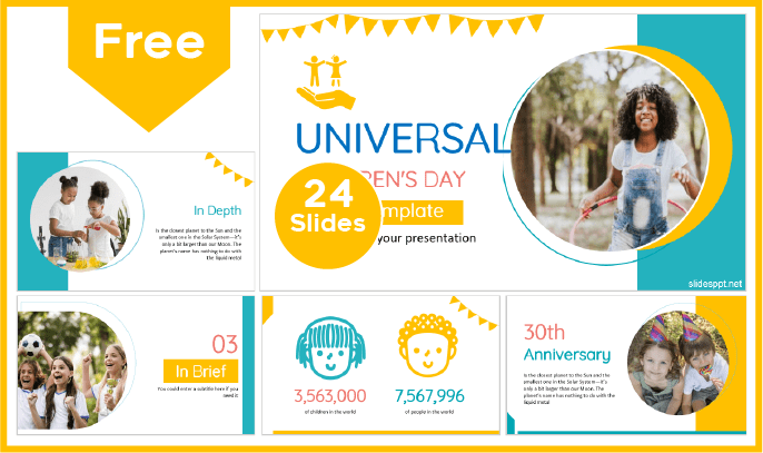Modèle gratuit de Journée mondiale de l'enfance pour PowerPoint et Google Slides.