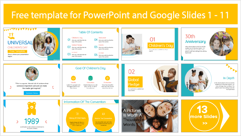 Universal Children's Day templates for free download in PowerPoint and Google Slides themes.