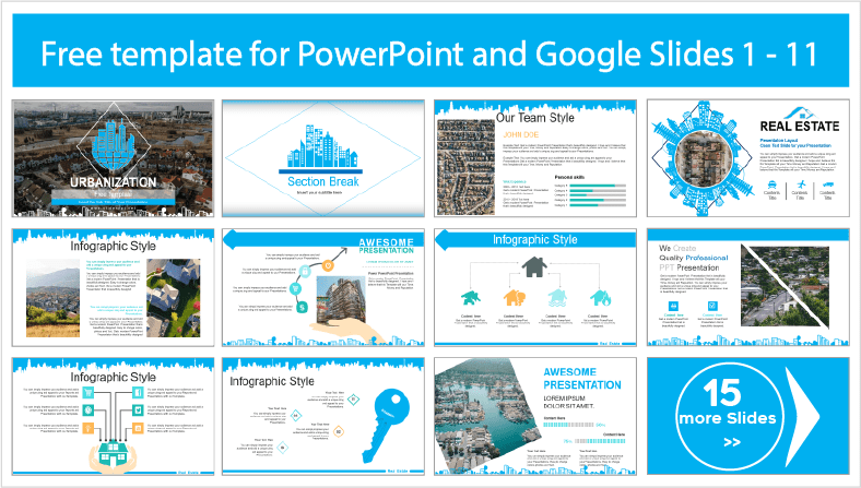 Téléchargez gratuitement des modèles PowerPoint et des thèmes Google Slides relatifs à l'urbanisation.