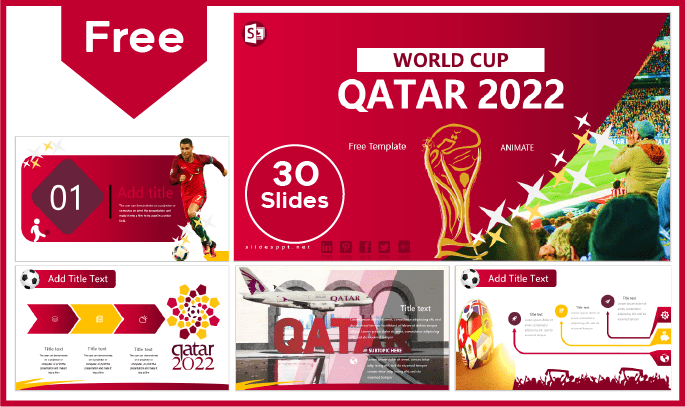 Kostenlose animierte Vorlage für die WM 2022 in Katar für PowerPoint und Google Slides.