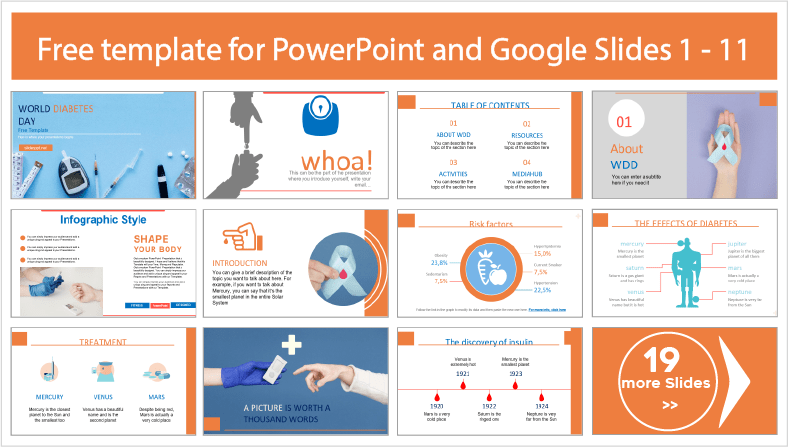 Descargar gratis plantillas de Día Mundial de la Diabetes para PowerPoint y temas Google Slides.