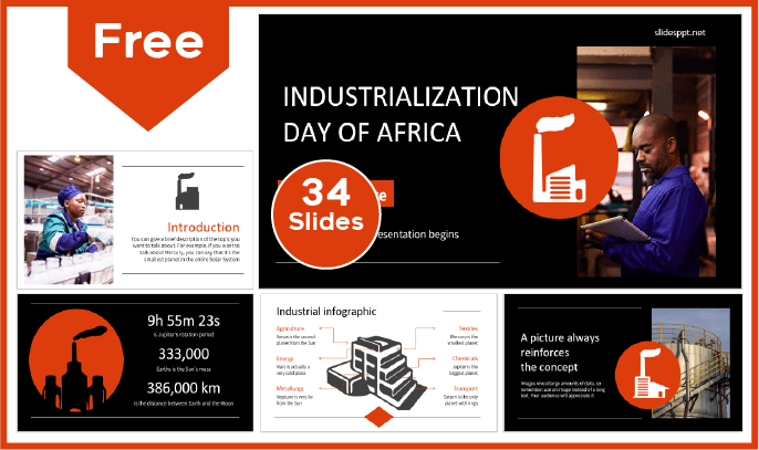 Modèle gratuit de Journée africaine de l'industrialisation pour PowerPoint et Google Slides.