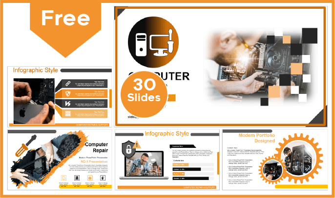 Kostenlose Computer reparatur-Vorlage für PowerPoint und Google Slides.