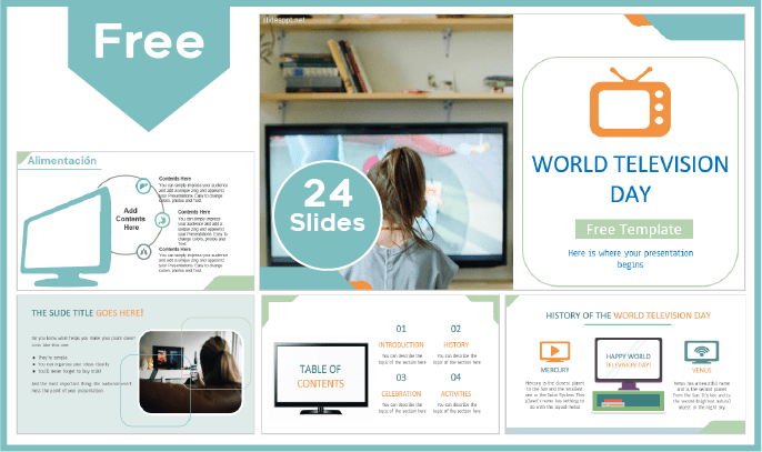 Modelo gratuito do Dia Mundial da Televisão para PowerPoint e Google Slides.