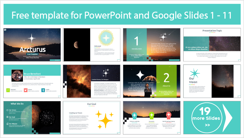 Descargar gratis plantillas animada Arcturus para PowerPoint y temas Google Slides.